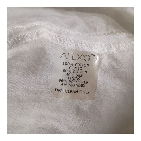 Alexis Dress Short Crochet Cotton Silk Bell Sleeve V-Neck White Womens Small - Picture 4 of 4